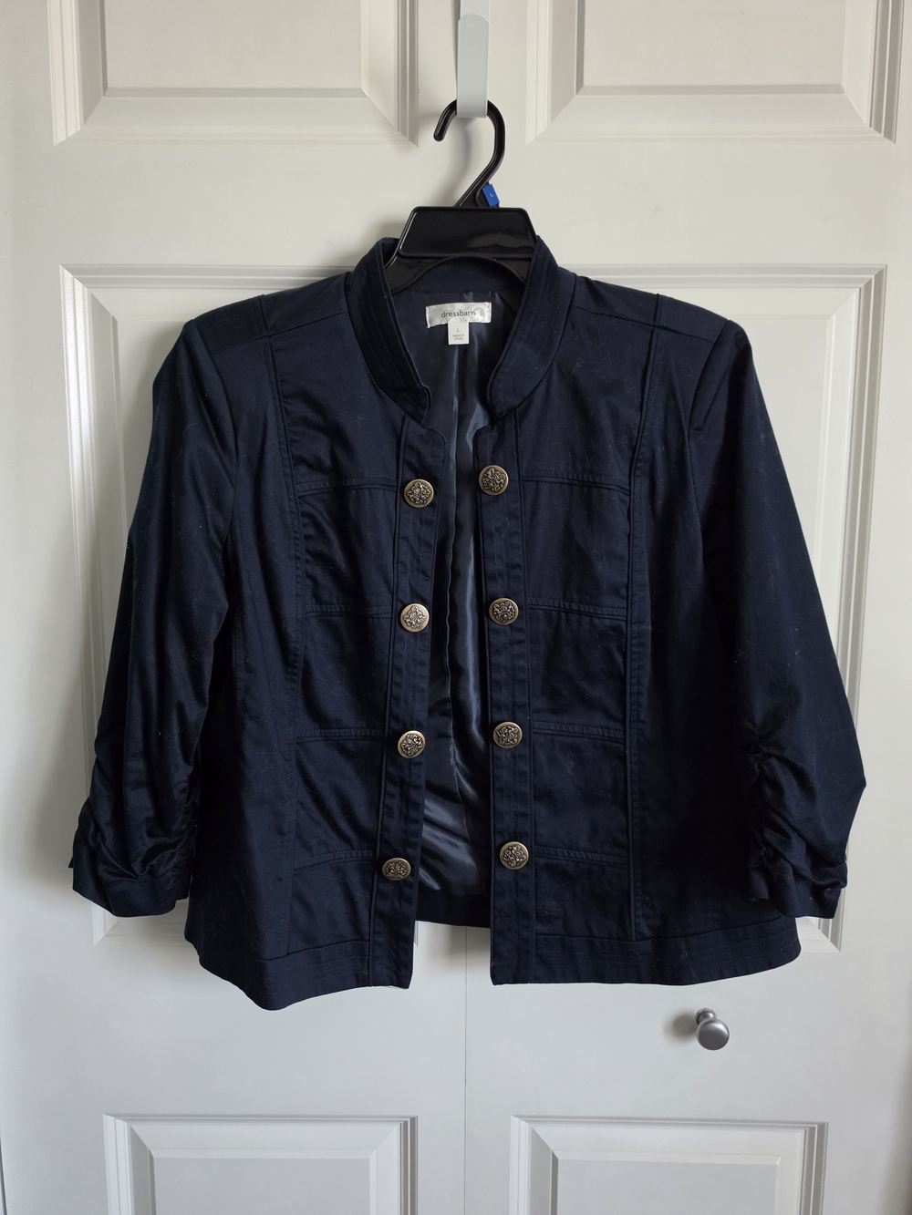 Talbots Navy Military-Style gold Button open front Jacket